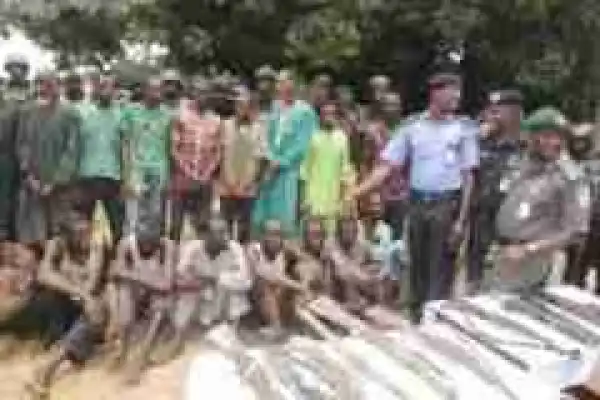 Police Parade 32 Kaduna Highway Kidnappers (Photos)